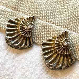 Vintage ammonite fossil cast earrings